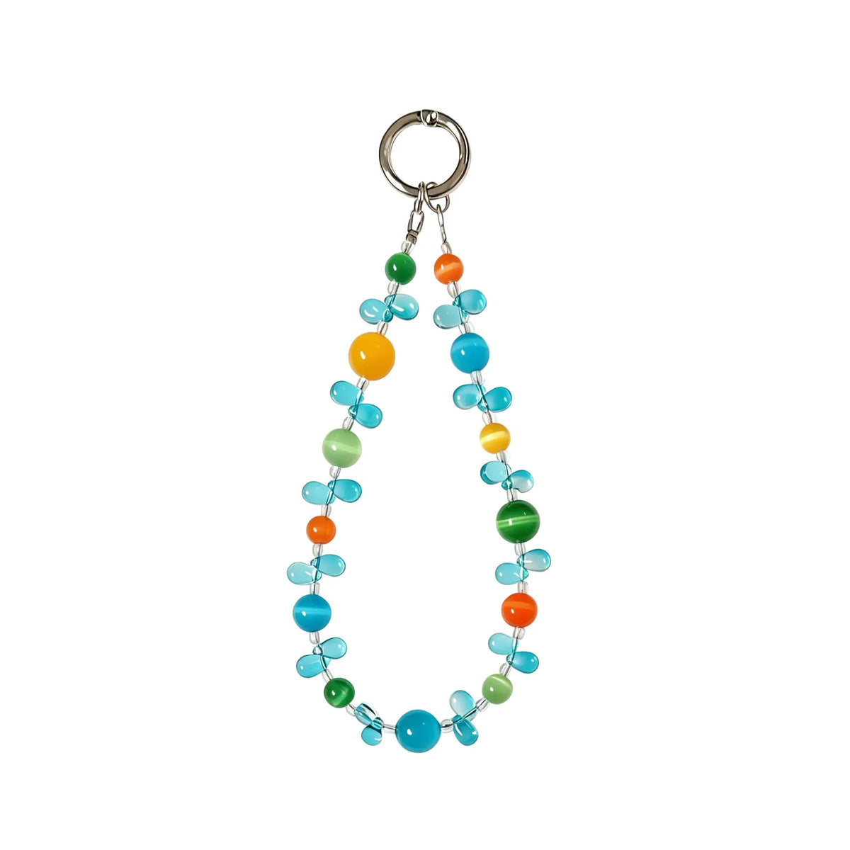CasePoppi Ocean Sunset Blue and Orange Beaded Phone Charm with Cat-Eye and Czech Glass Beads
