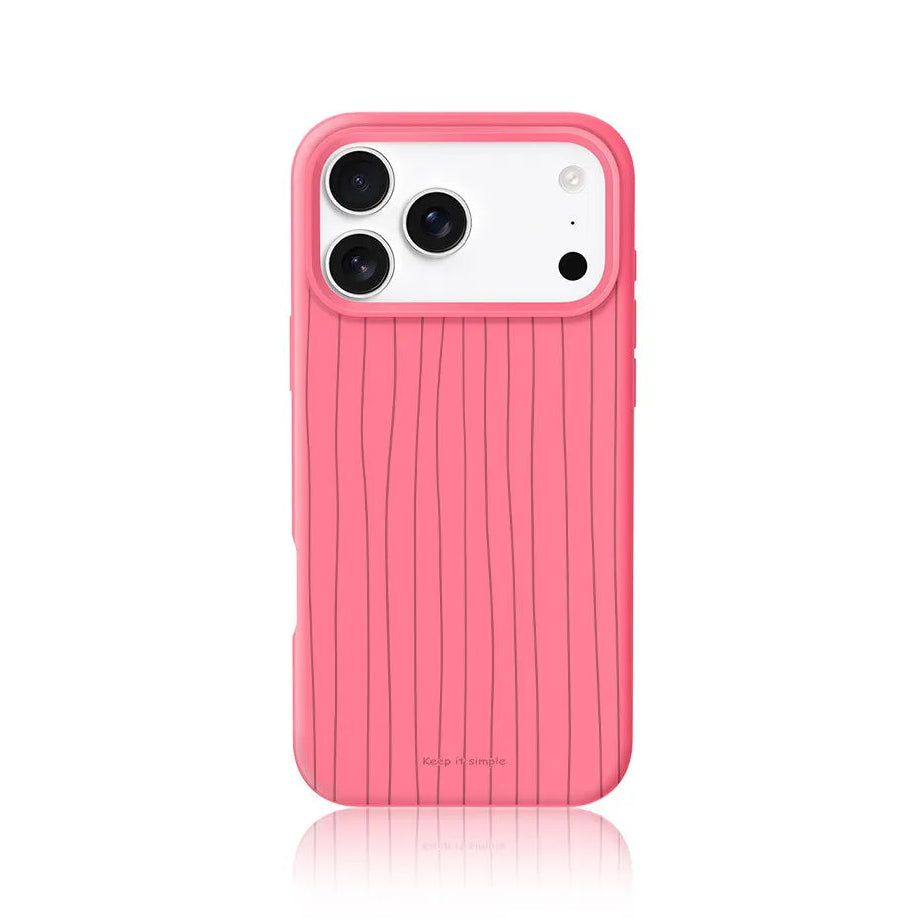 CasePoppi Rose Pink Ribbed Liquid Silicone iPhone Case with Soft Touch Texture