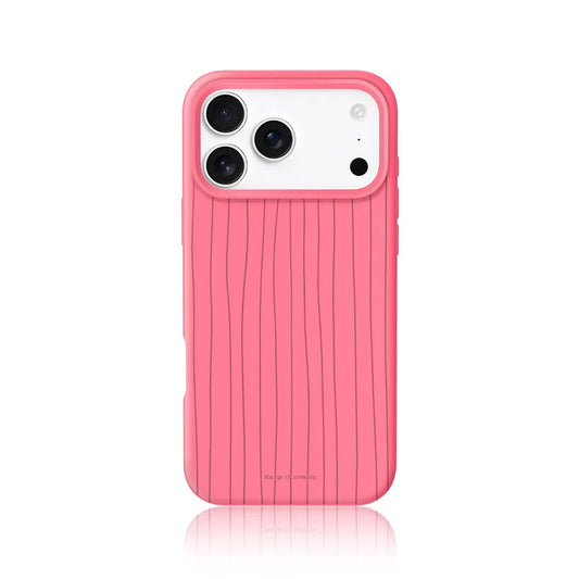 CasePoppi Rose Pink Ribbed Liquid Silicone iPhone Case with Soft Touch Texture