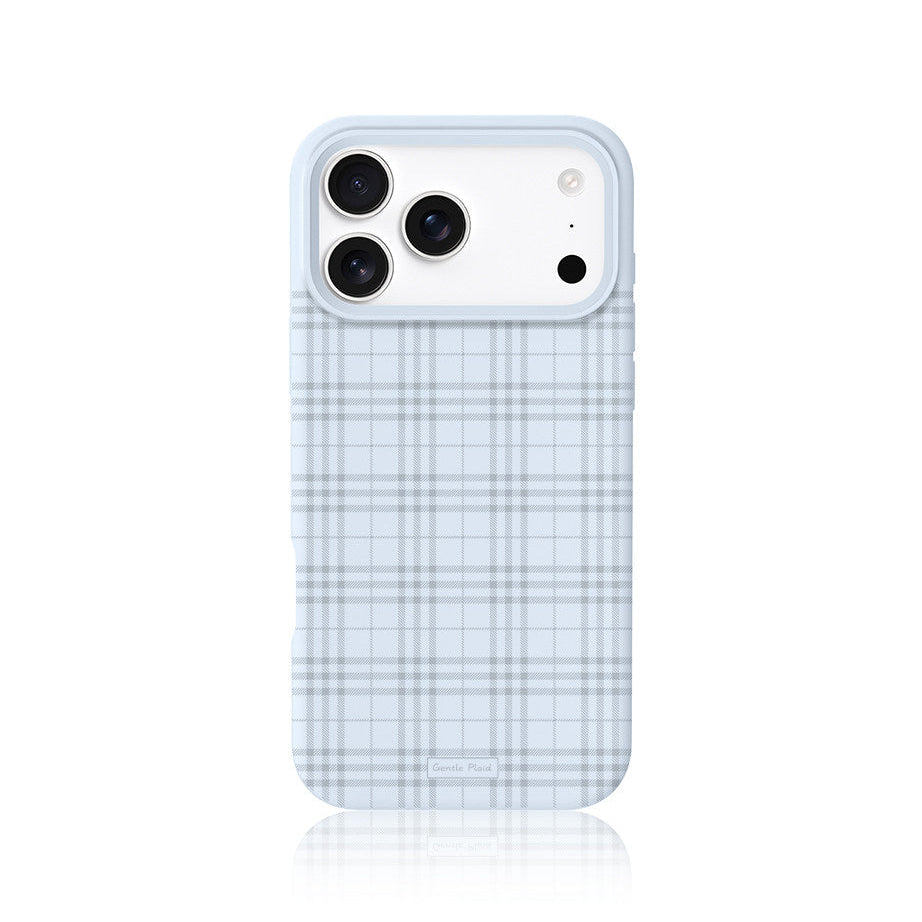 Cloud teal gingham liquid silicone phone case