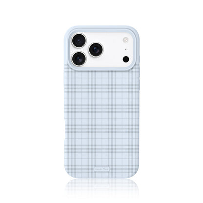 Cloud teal gingham liquid silicone phone case