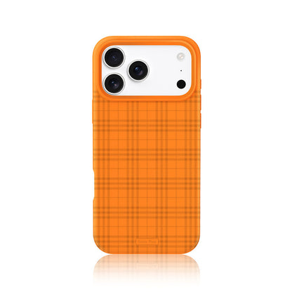 Kumquat orange gingham liquid silicone phone case