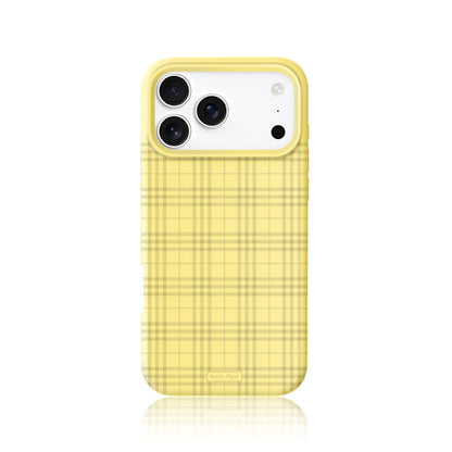 Milky yellow gingham liquid silicone phone case