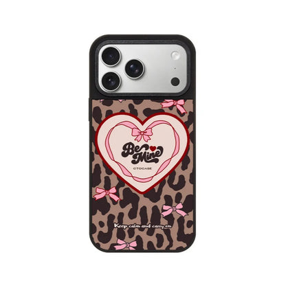 Leopard print phone case with heart graphic, case only