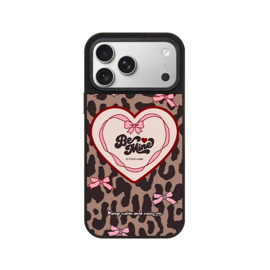 Leopard print phone case with heart graphic, case only