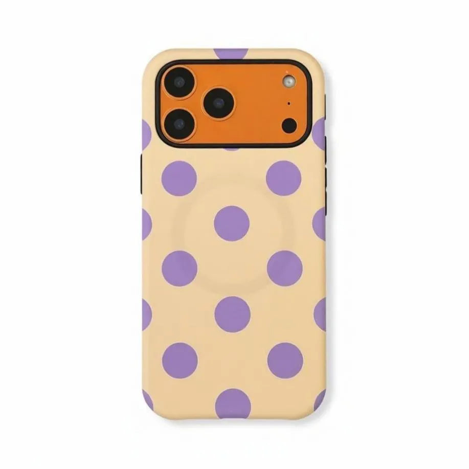 Butter yellow polka dot phone case with MagSafe for iPhone