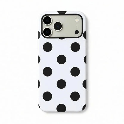 White and black polka dot phone case with MagSafe for iPhone