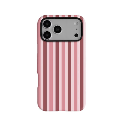 Dusty rose striped phone case with glossy finish