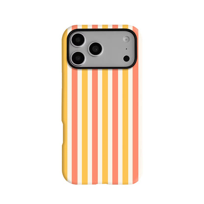 Golden peach striped phone case with glossy finish