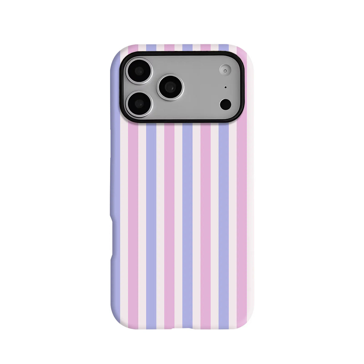 Lilac purple striped phone case with glossy finish