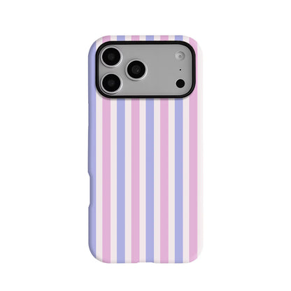 Lilac purple striped phone case with glossy finish