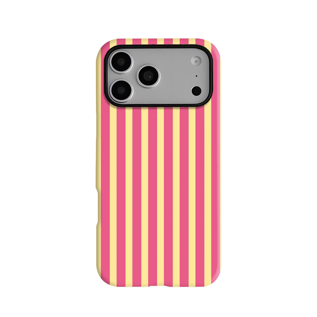 Coral yellow gradient striped phone case with glossy finish