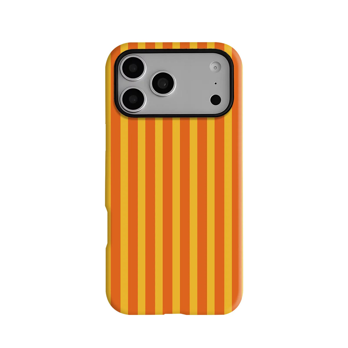 Tangerine orange striped phone case with glossy finish