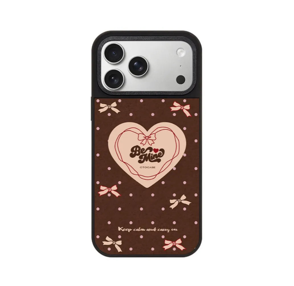Cocoa brown polka dot heart phone case, case only
