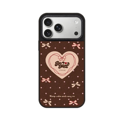Cocoa brown polka dot heart phone case, case only
