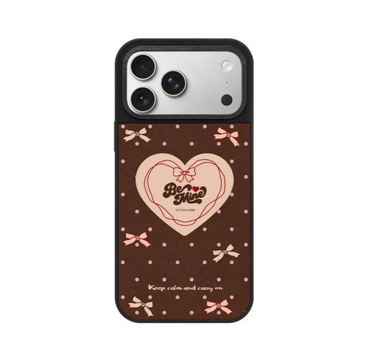 Cocoa brown polka dot heart phone case, case only